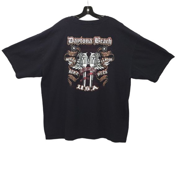 Bike Week 2009 Daytona Beach T Shirt Mens 3XL Double Sided Crew Neck Black Biker - Picture 4 of 16